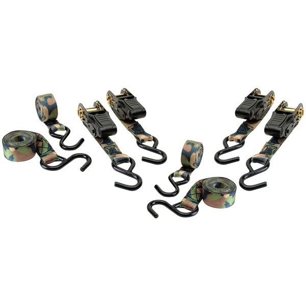 Hme Camouflage Ratchet Tie Down, Pack/4 HME-RS-4PK